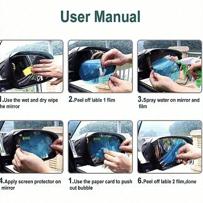 برچسب نانو آب گریز آینه بغل خودرو مدل بیضی بسته 2 عددی